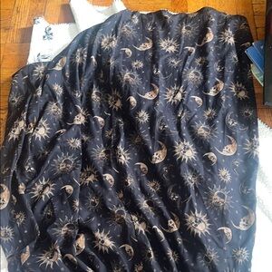 Celestial Print Black and Tan Fabric